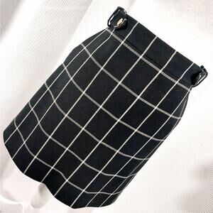 LOFT! ADORABLE BLACK AND WHITE PLAID SKIRT, DOUBLE WAIST "BELT" DETAIL! SZ 6